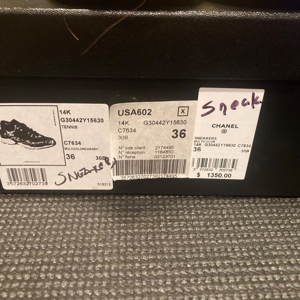 CHANEL Multicolor Tweed Trims Gold Authentic Runway Lace up Sneakers Size 36 - Picture 8 of 8